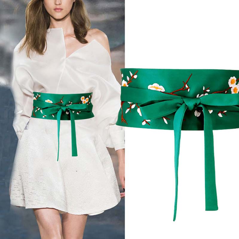 Women's Embroidered Wide Waist Belt | Fashion Belt Elegant Stylish