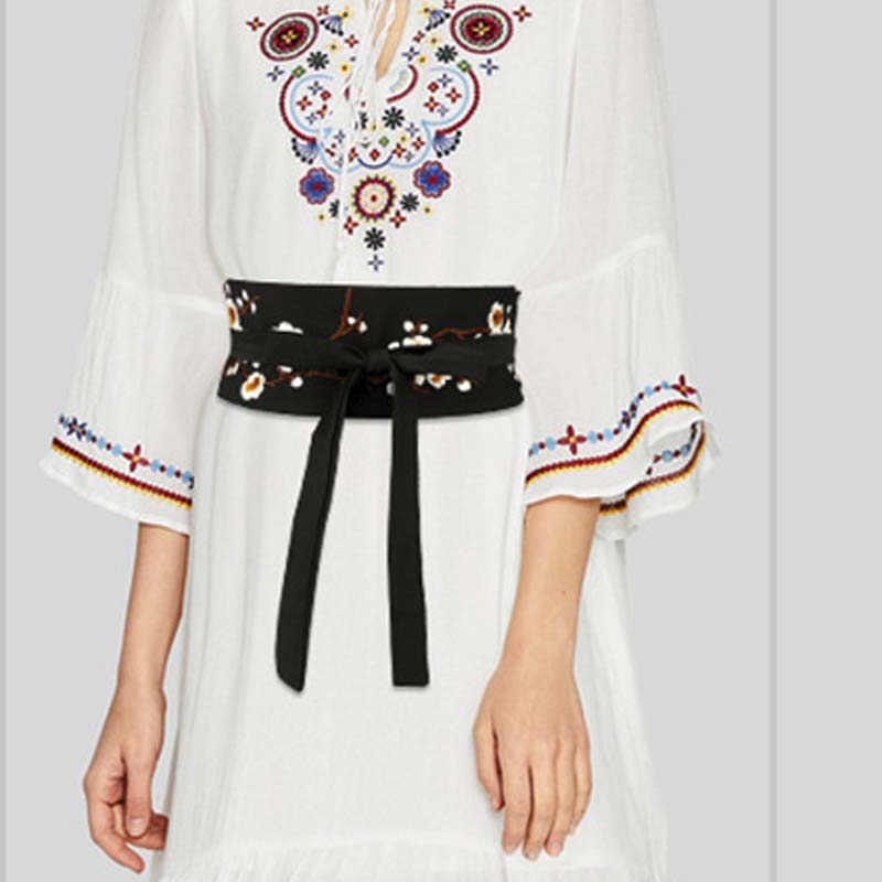 Women's Embroidered Wide Waist Belt | Fashion Belt Elegant Stylish