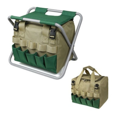 Klappbarer Gartenhocker mit Werkzeugtasche – Gartenwerkzeug Set