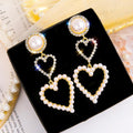 Pearl Rhinestone Teardrop Earrings – Elegant Sparkling Dangle Earrings for Women