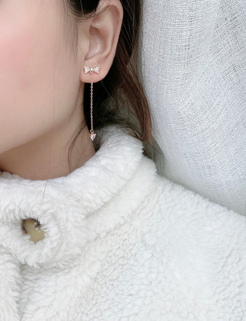 925 Sterling Silber Schleifen-Ohrringe – Elegante Tassel Ohrstecker