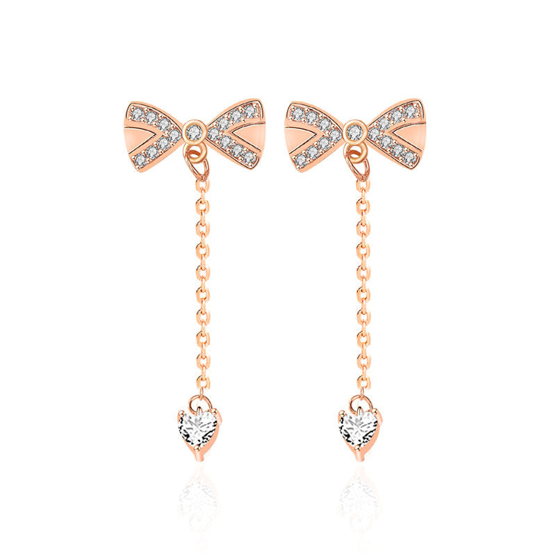 925 Sterling Silber Schleifen-Ohrringe – Elegante Tassel Ohrstecker