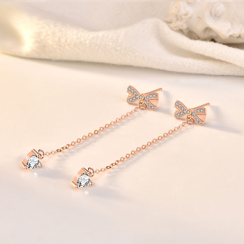 925 Sterling Silber Schleifen-Ohrringe – Elegante Tassel Ohrstecker