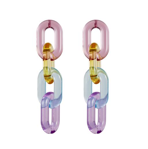 Colorful Jelly Chain Earrings – Transparent Statement Drop Earrings in a Trendy Design