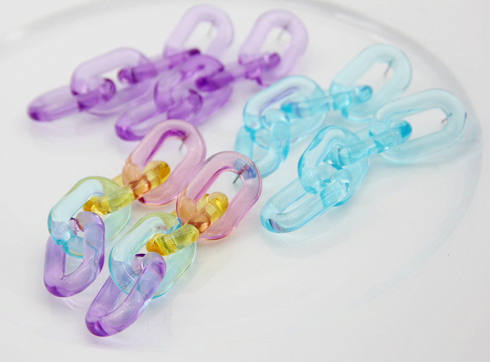 Colorful Jelly Chain Earrings – Transparent Statement Drop Earrings in a Trendy Design