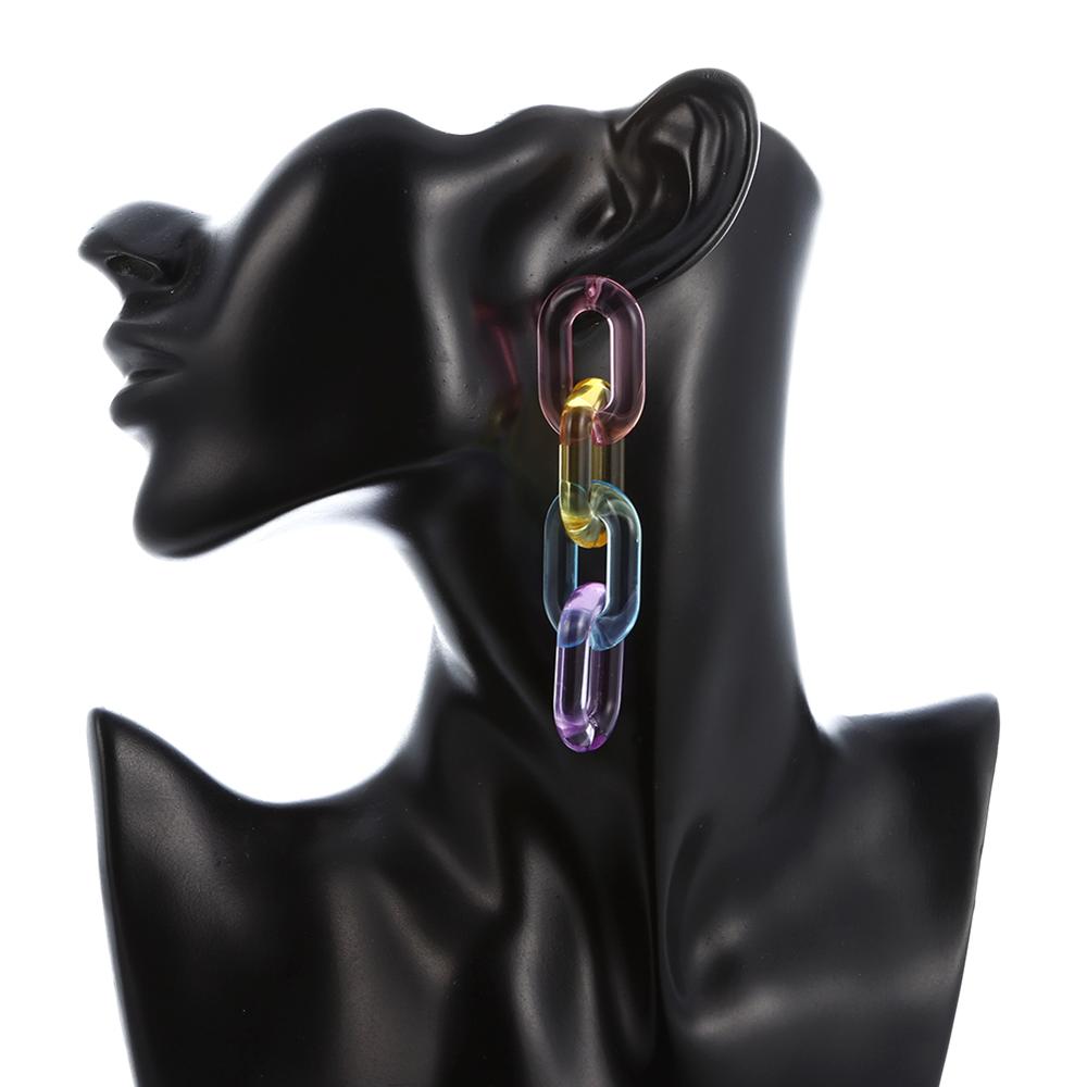 Colorful Jelly Chain Earrings – Transparent Statement Drop Earrings in a Trendy Design