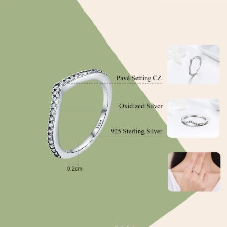 Eleganter Damenring aus 925 Sterling Silber mit funkelndem Zirkon