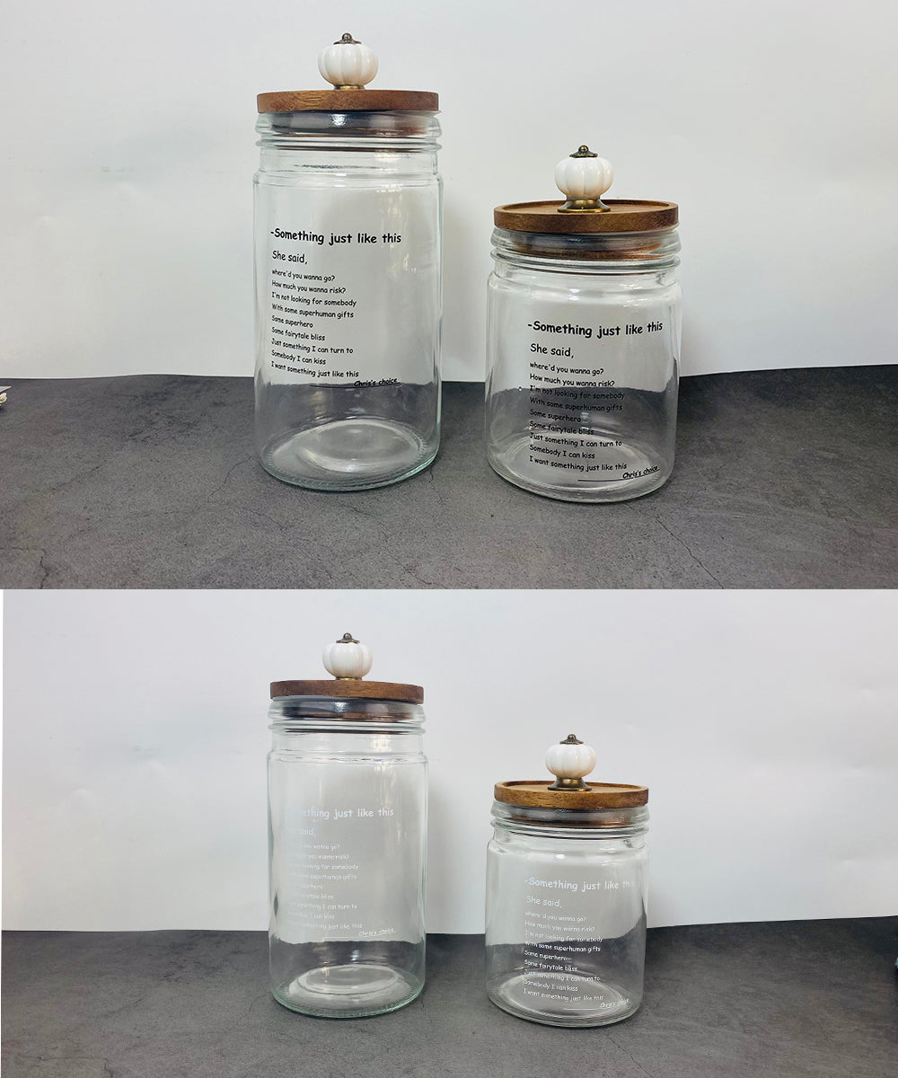 Glass Storage Jar with Wooden Lid | Vintage Kitchen | Airtight Container