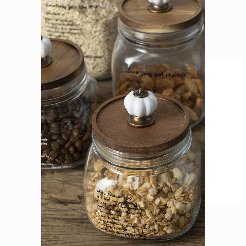 Glass Storage Jar with Wooden Lid | Vintage Kitchen | Airtight Container