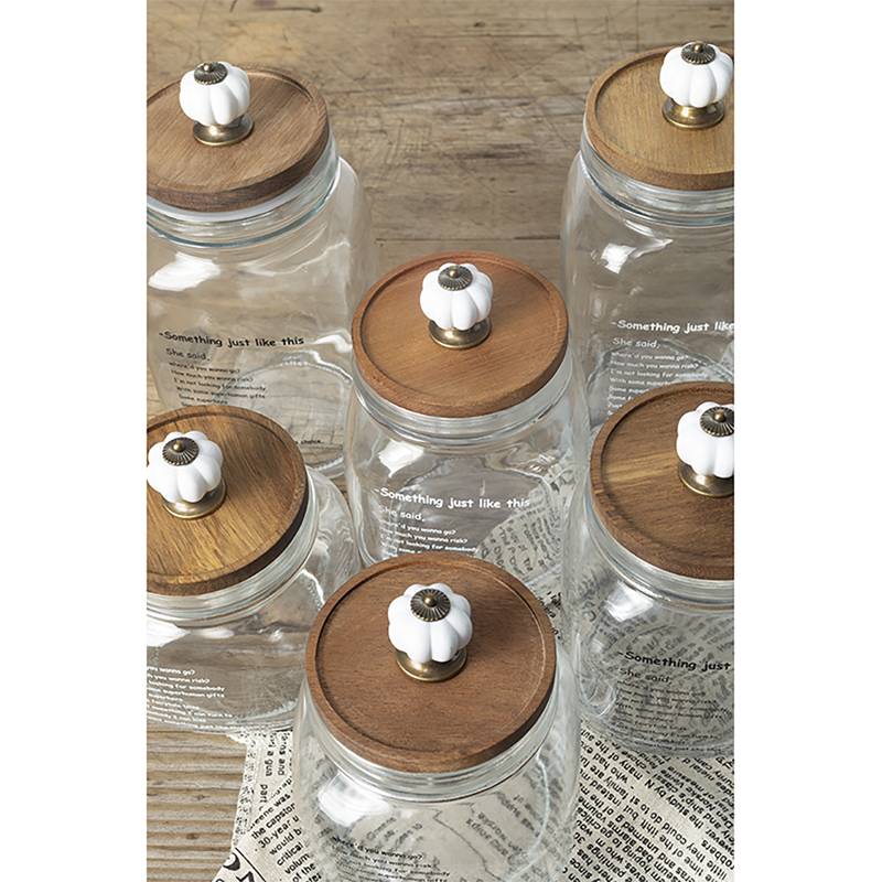 Glass Storage Jar with Wooden Lid | Vintage Kitchen | Airtight Container