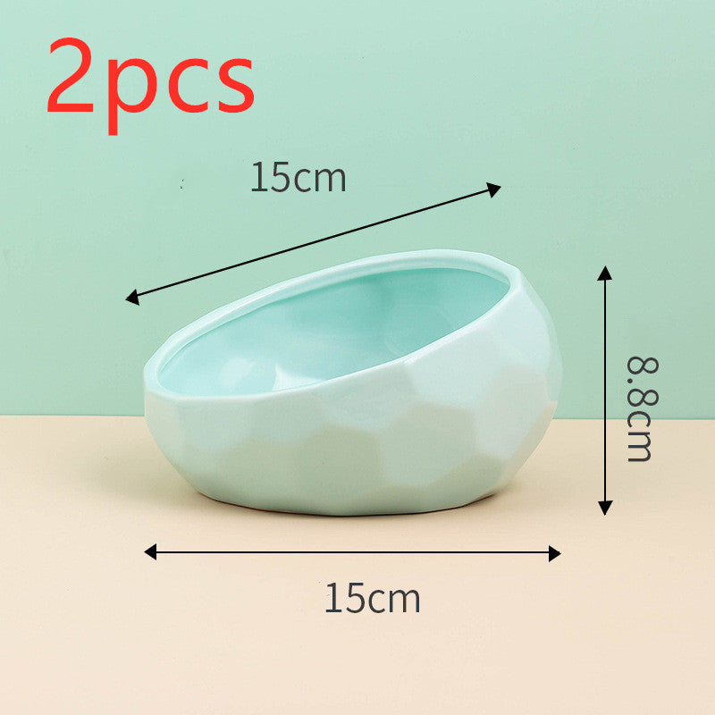 Ceramic Slanted Pet Bowl | Ergonomic Dog Cat Hygienic