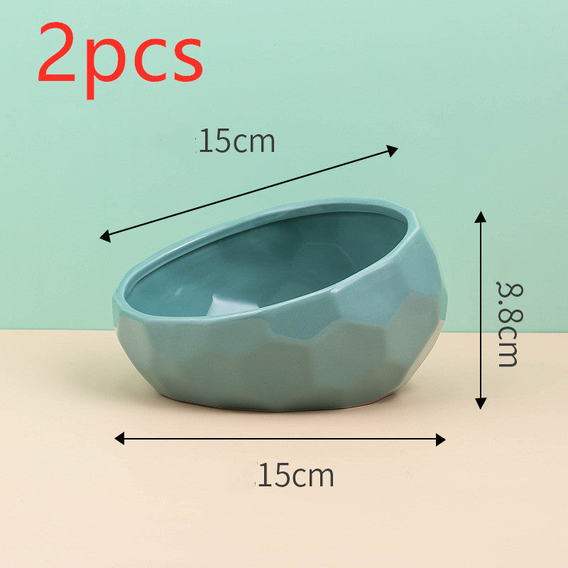 Ceramic Slanted Pet Bowl | Ergonomic Dog Cat Hygienic