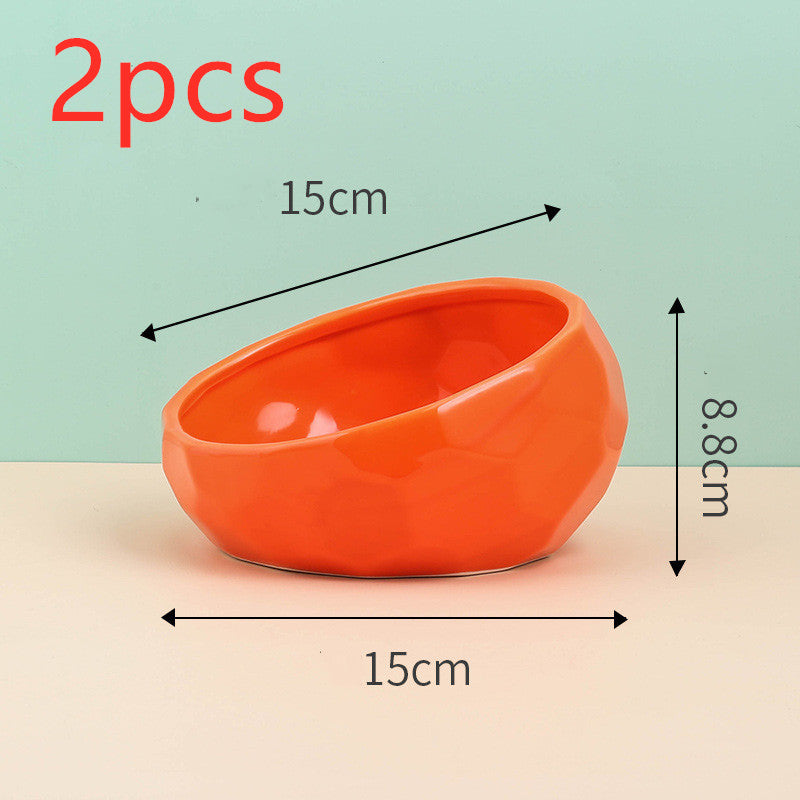 Ceramic Slanted Pet Bowl | Ergonomic Dog Cat Hygienic