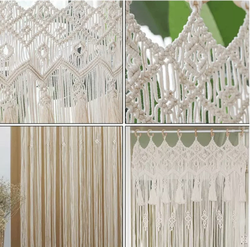 Boho Makramee Vorhang | Handgewebt Raumteiler Deko Hochzeit
