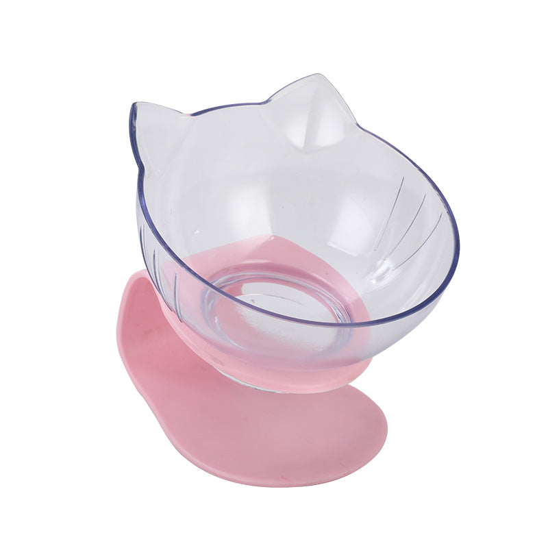 Slanted cat food bowl | Transparent cat ear design bowl