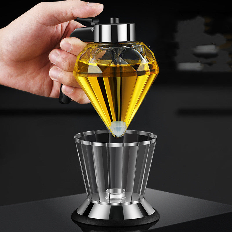 Diamond Oil Dispenser Glass – Elegant Push-Button Oil Bottle Kitchen