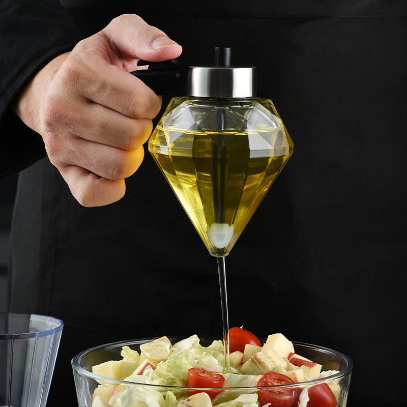 Diamond Oil Dispenser Glass – Elegant Push-Button Oil Bottle Kitchen
