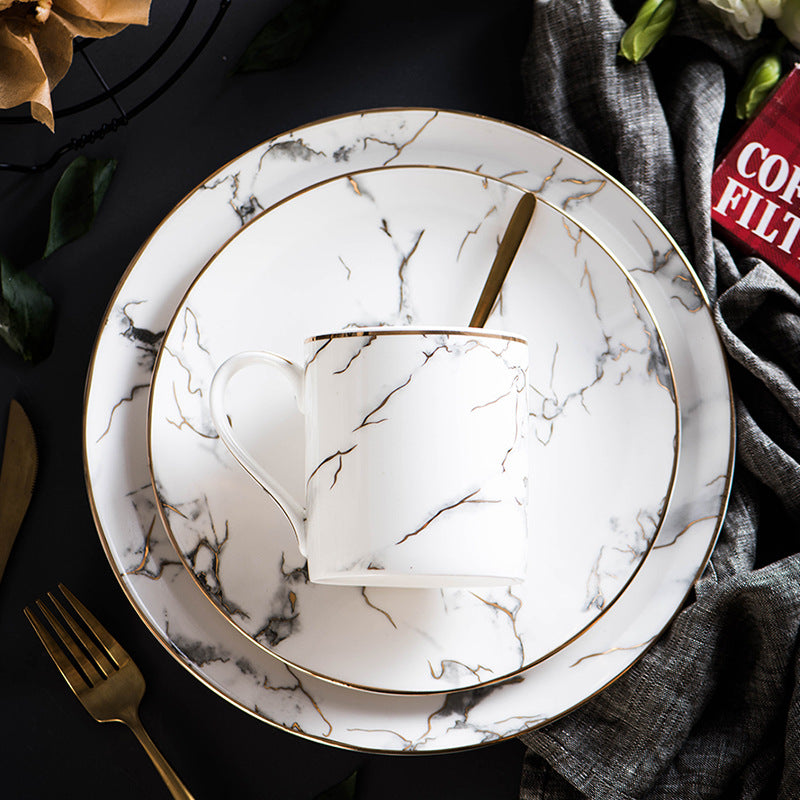 Marbled Ceramic Creative Plate Western Dinner Plate