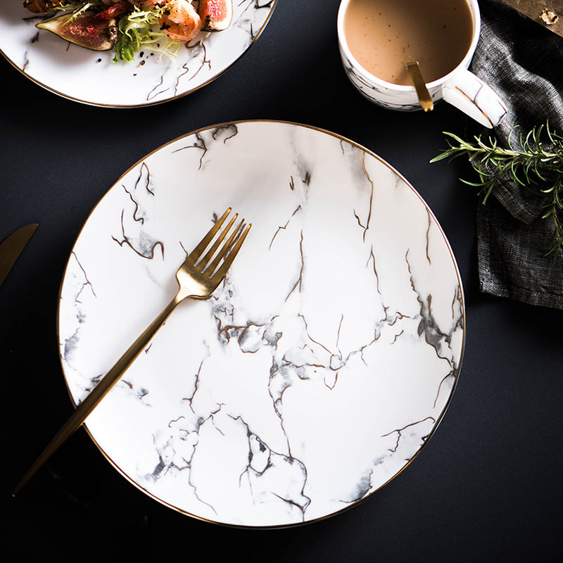 Marbled Ceramic Creative Plate Western Dinner Plate