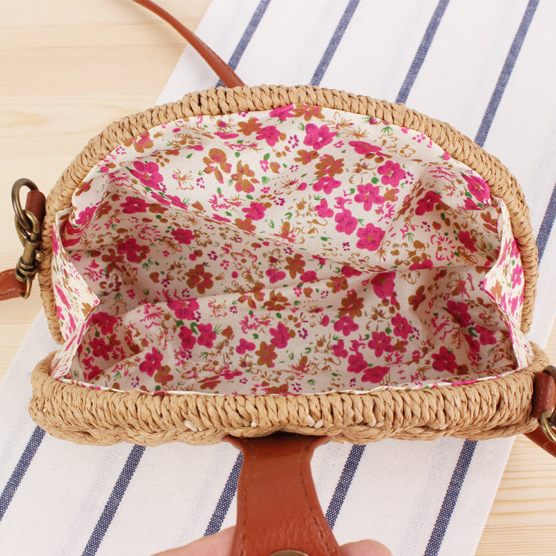 Rattan Tasche Damen Boho Halbkreis Stroh Schultertasche Sommer