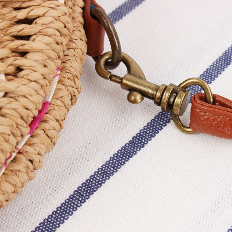 Rattan Tasche Damen Boho Halbkreis Stroh Schultertasche Sommer