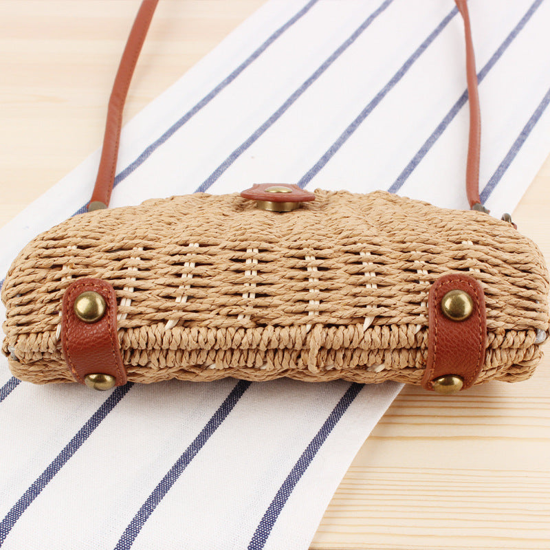 Rattan Tasche Damen Boho Halbkreis Stroh Schultertasche Sommer