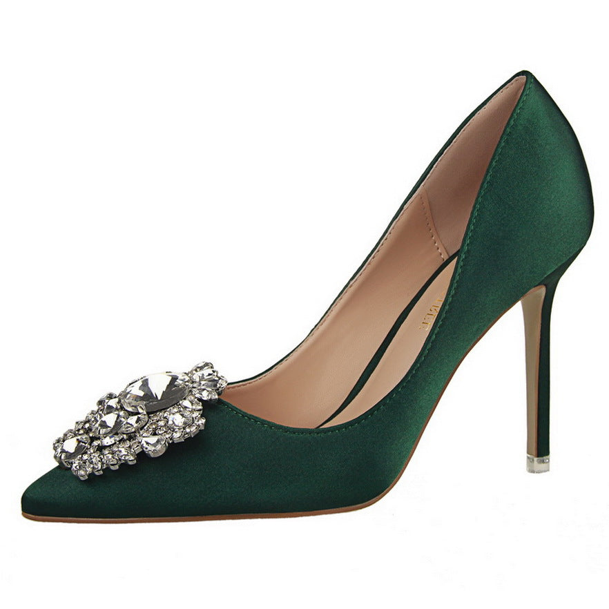 Women's Black Leather High Heels | Stiletto Pointed Toe Business Elegance