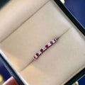 Funkelnder Diamant- & Naturroter Saphir-Stapelring | Platiniertes 925er Silber