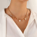 Delicate Butterfly Necklace Short - Elegant Women's Jewelry with Fine Luster