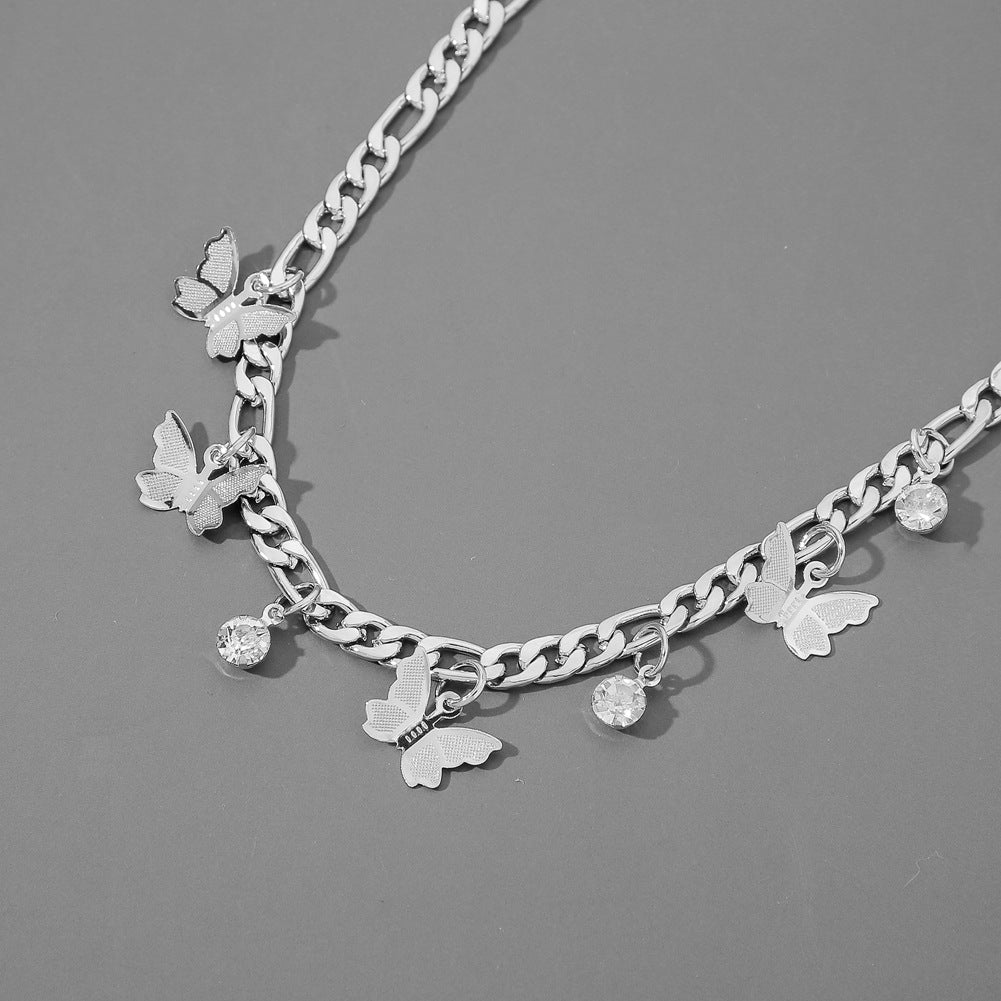 Delicate Butterfly Necklace Short - Elegant Women's Jewelry with Fine Luster
