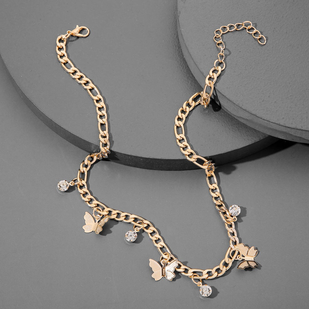 Delicate Butterfly Necklace Short - Elegant Women's Jewelry with Fine Luster