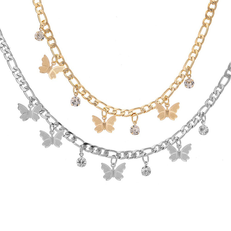 Delicate Butterfly Necklace Short - Elegant Women's Jewelry with Fine Luster