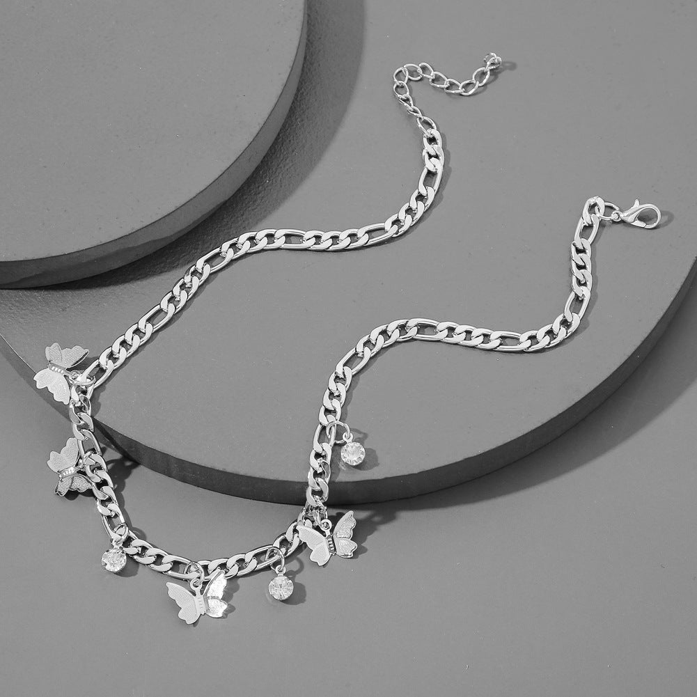 Delicate Butterfly Necklace Short - Elegant Women's Jewelry with Fine Luster