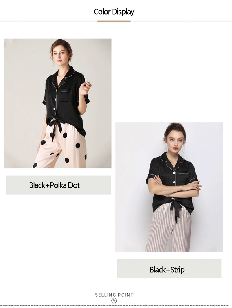 Women's Satin Pajama Set | Silk Look Two-Piece Sleepwear