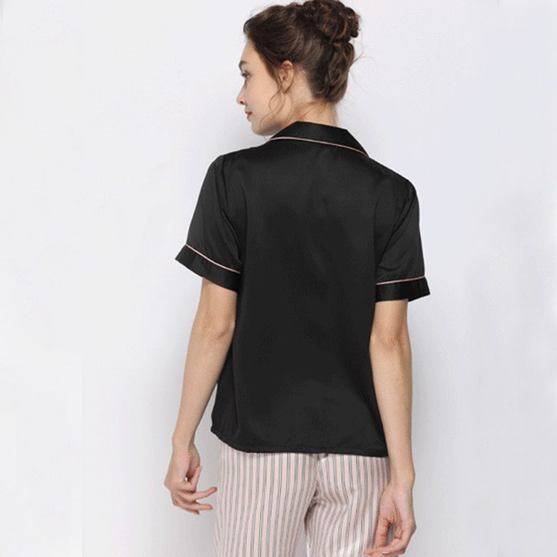 Women's Satin Pajama Set | Silk Look Two-Piece Sleepwear