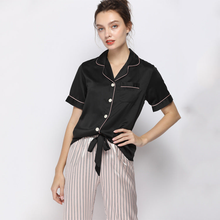 Women's Satin Pajama Set | Silk Look Two-Piece Sleepwear