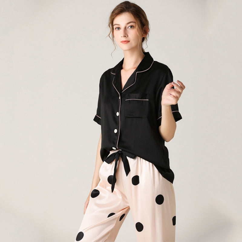 Women's Satin Pajama Set | Silk Look Two-Piece Sleepwear