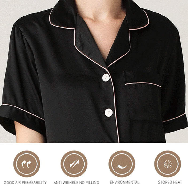 Women's Satin Pajama Set | Silk Look Two-Piece Sleepwear