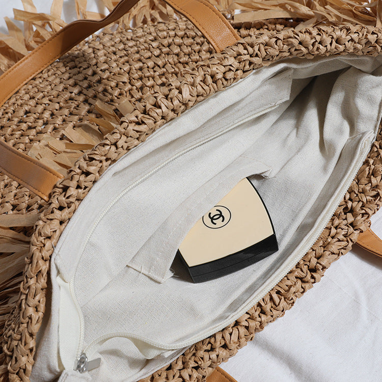 Women's Straw Bag Tassel Retro Beach Bag Shoulder Bag Summer
