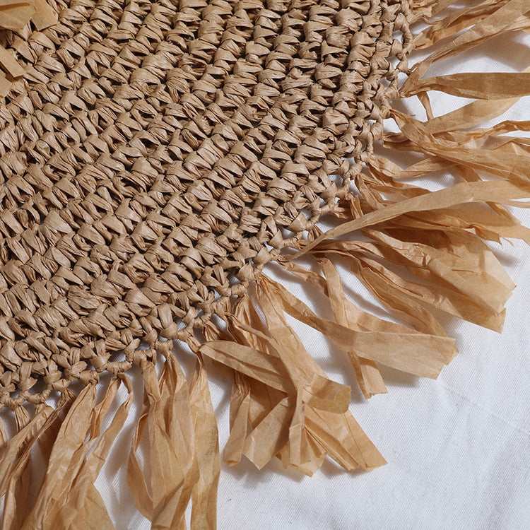 Women's Straw Bag Tassel Retro Beach Bag Shoulder Bag Summer