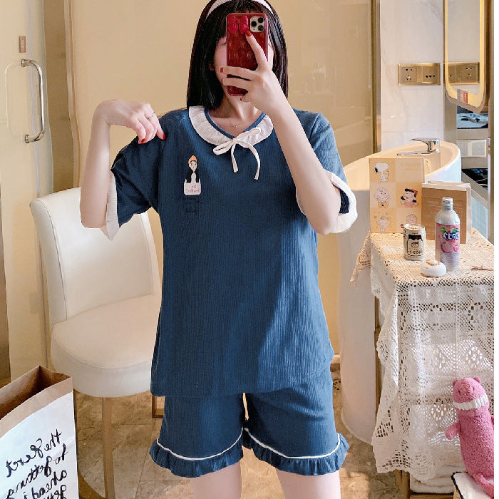 Women's Cotton Pajamas Summer | Loose Short Sleeve Sleepwear
