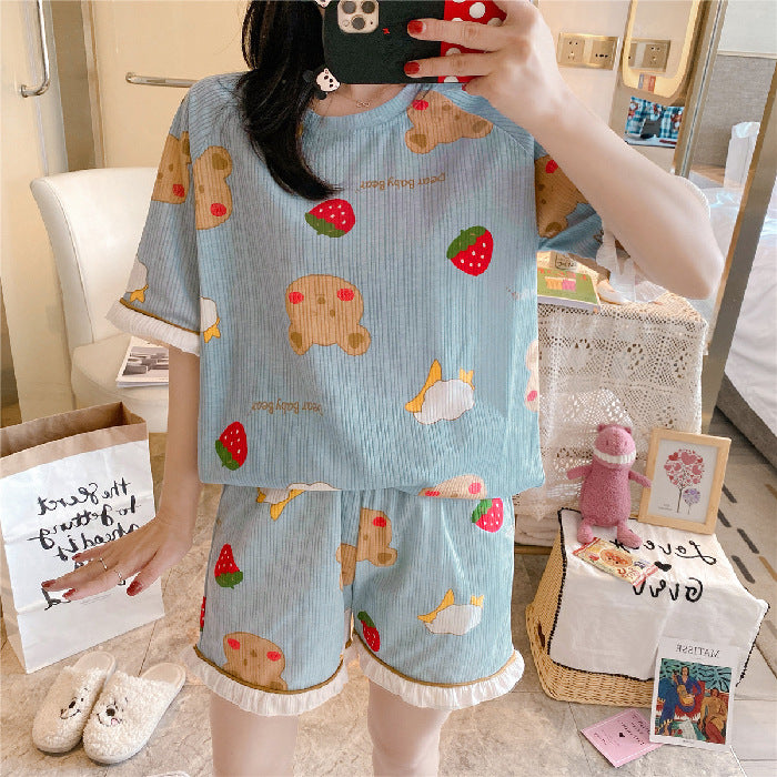 Women's Cotton Pajamas Summer | Loose Short Sleeve Sleepwear