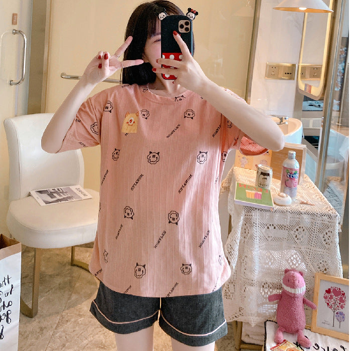 Women's Cotton Pajamas Summer | Loose Short Sleeve Sleepwear