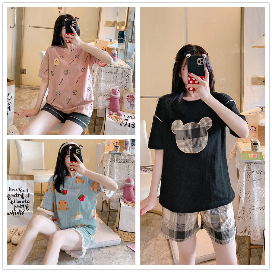 Women's Cotton Pajamas Summer | Loose Short Sleeve Sleepwear