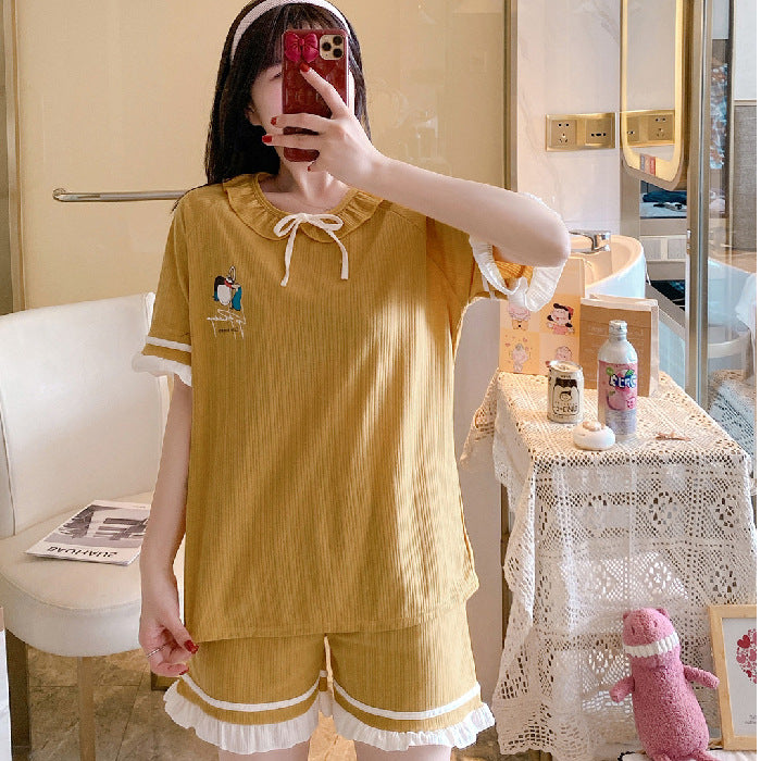 Women's Cotton Pajamas Summer | Loose Short Sleeve Sleepwear