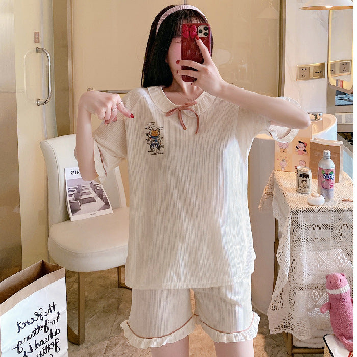 Women's Cotton Pajamas Summer | Loose Short Sleeve Sleepwear