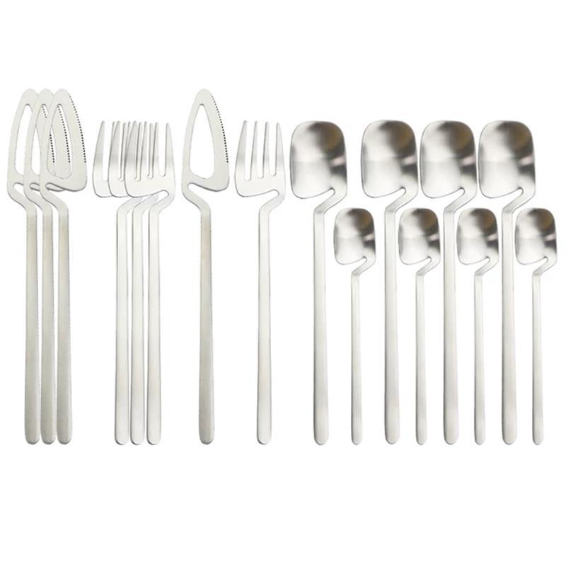 Rainbow Cutlery Set Matte Gold Stainless Steel | Modern Flatware Set