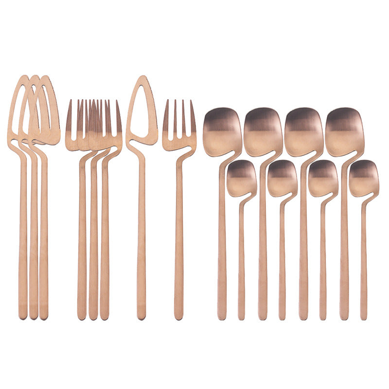 Rainbow Cutlery Set Matte Gold Stainless Steel | Modern Flatware Set