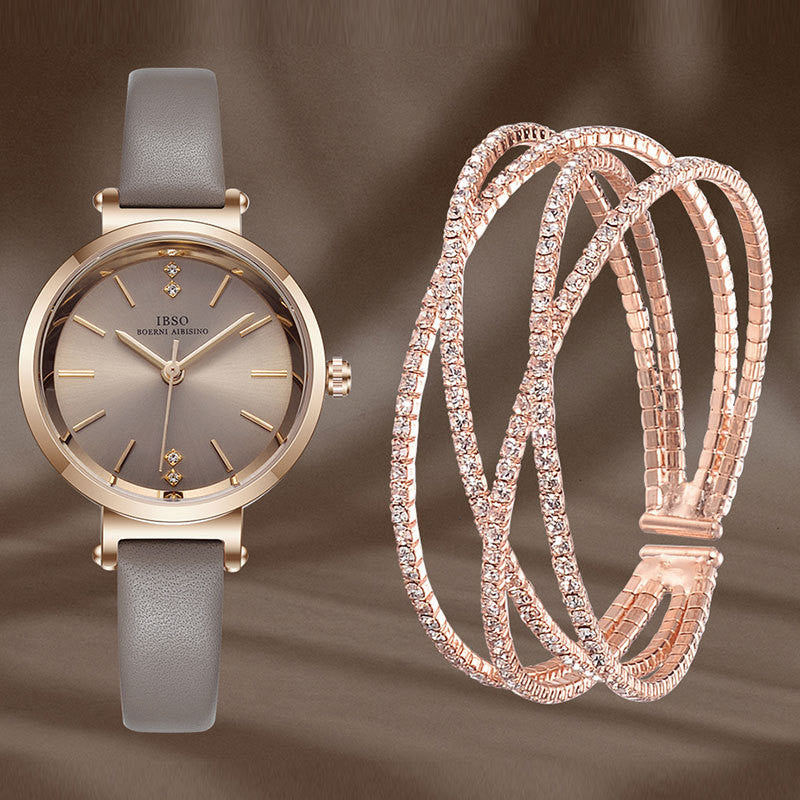 Elegante Damenuhr mit exquisiter Schubladenbox und Kristallarmbanduhr