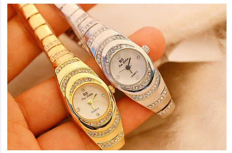 Damen-Goldarmbanduhr mit Diamanten, modische Damenarmbanduhr, Damen-Volldiamantuhr